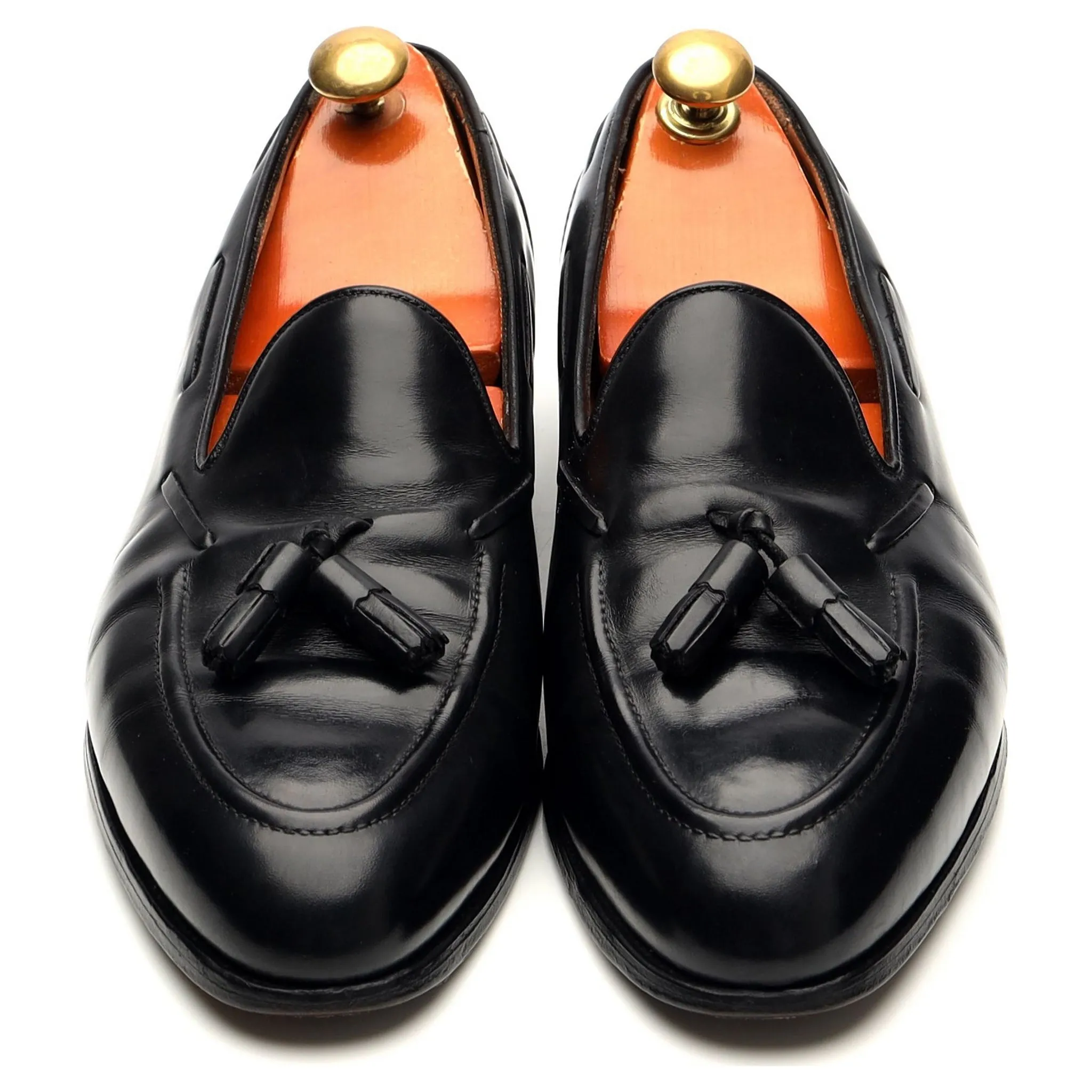 'Greenwich' Black Leather Tassel Loafers UK 10 D