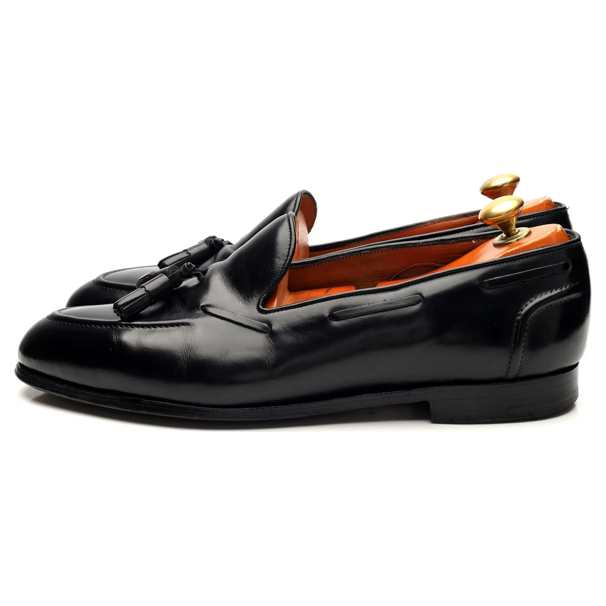 'Greenwich' Black Leather Tassel Loafers UK 10 D