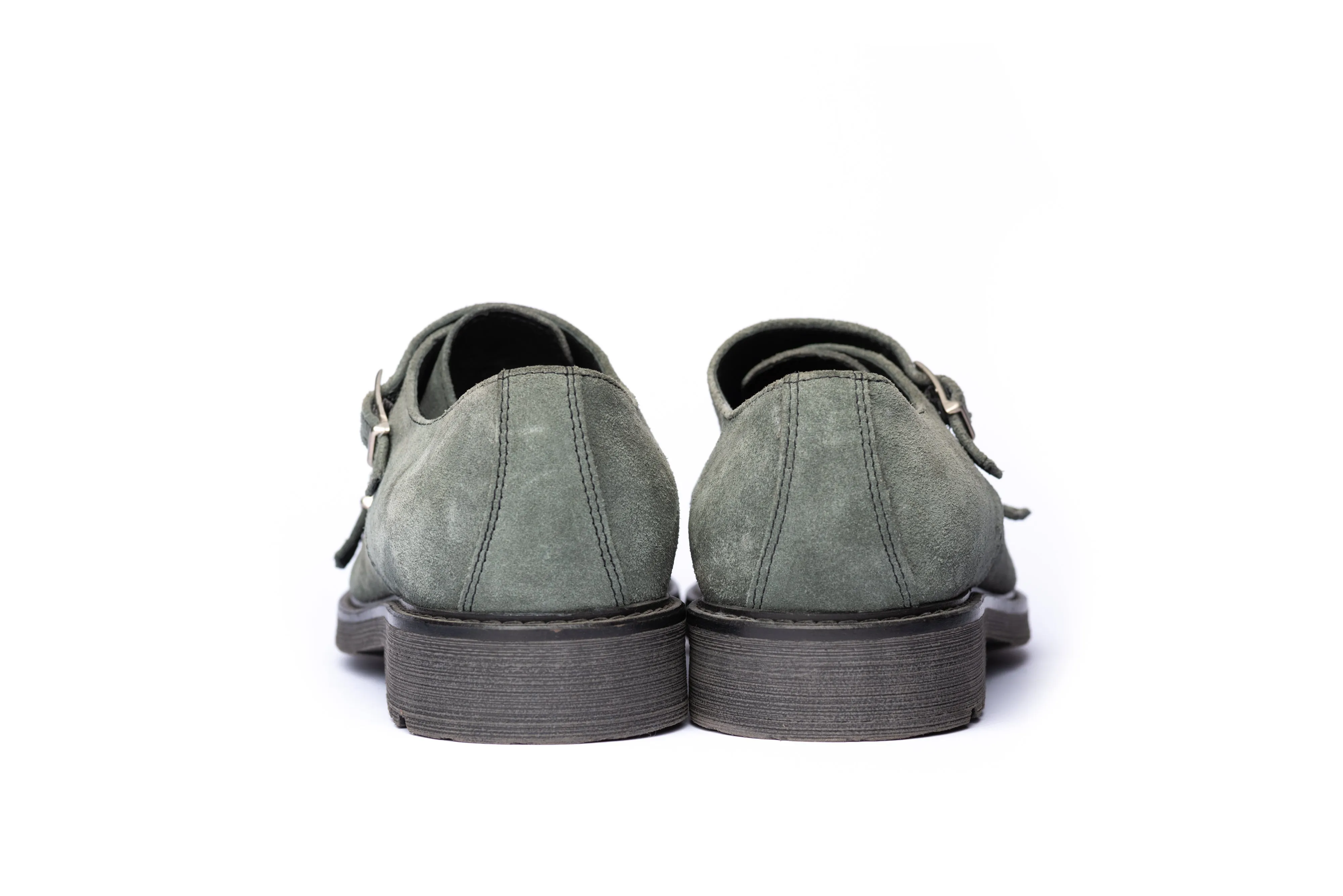 Grey Suede Double Monk Strap