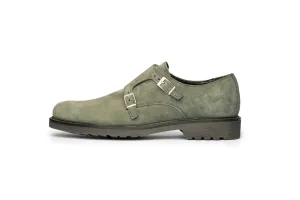 Grey Suede Double Monk Strap