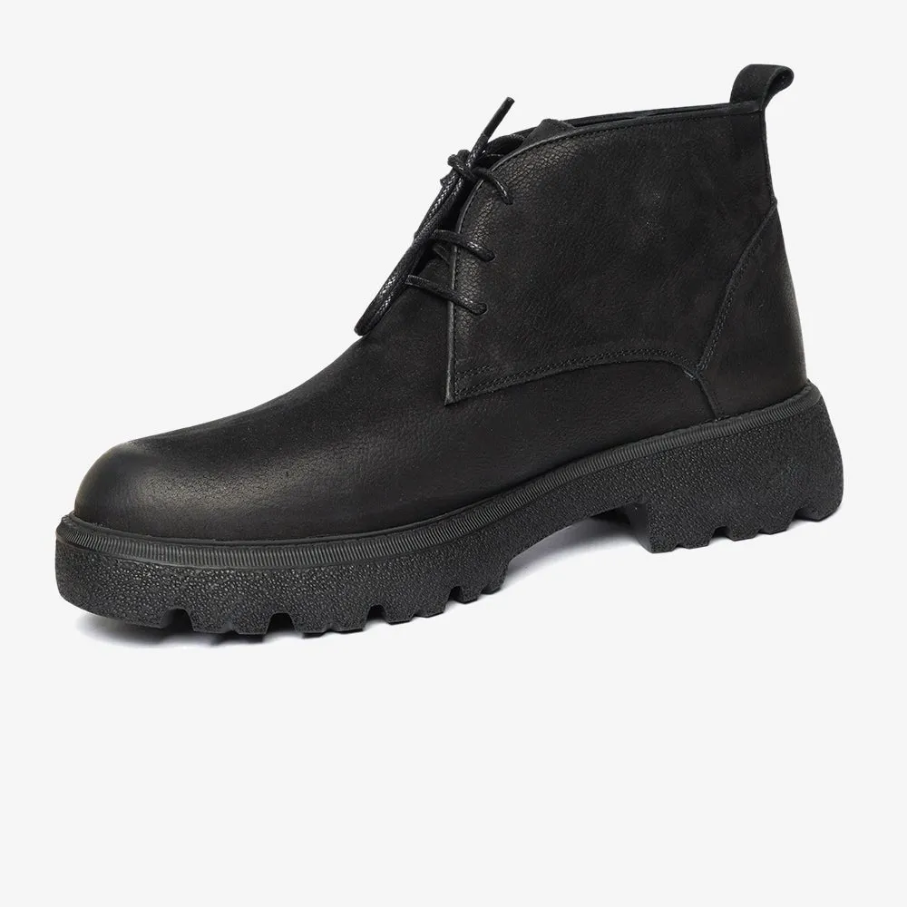 Greyder Men's Formal Nubuk Leather Boots in Black