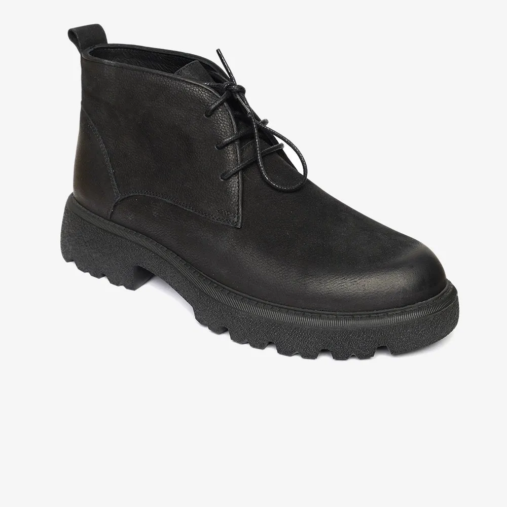 Greyder Men's Formal Nubuk Leather Boots in Black