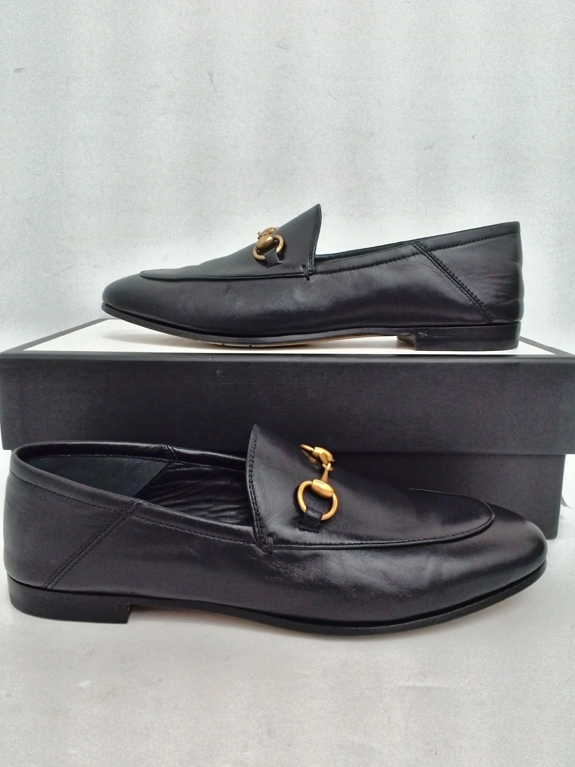 Gucci Women's Agnello Plonge Nero Flats Size 37.5
