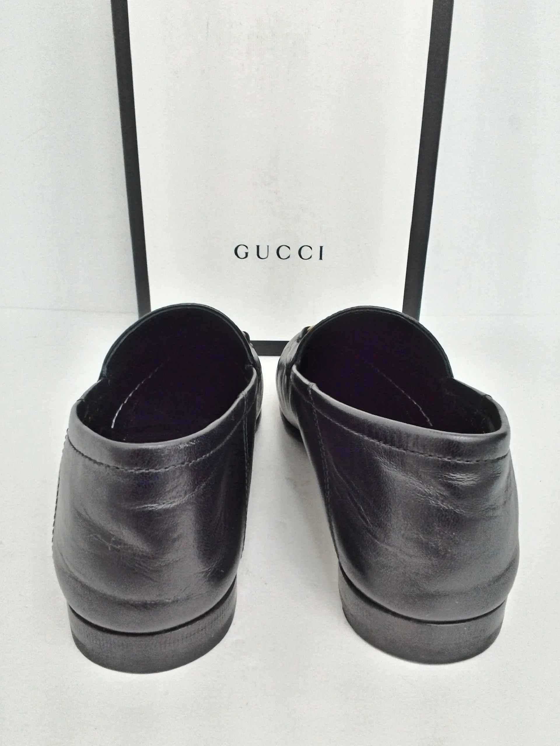 Gucci Women's Agnello Plonge Nero Flats Size 37.5