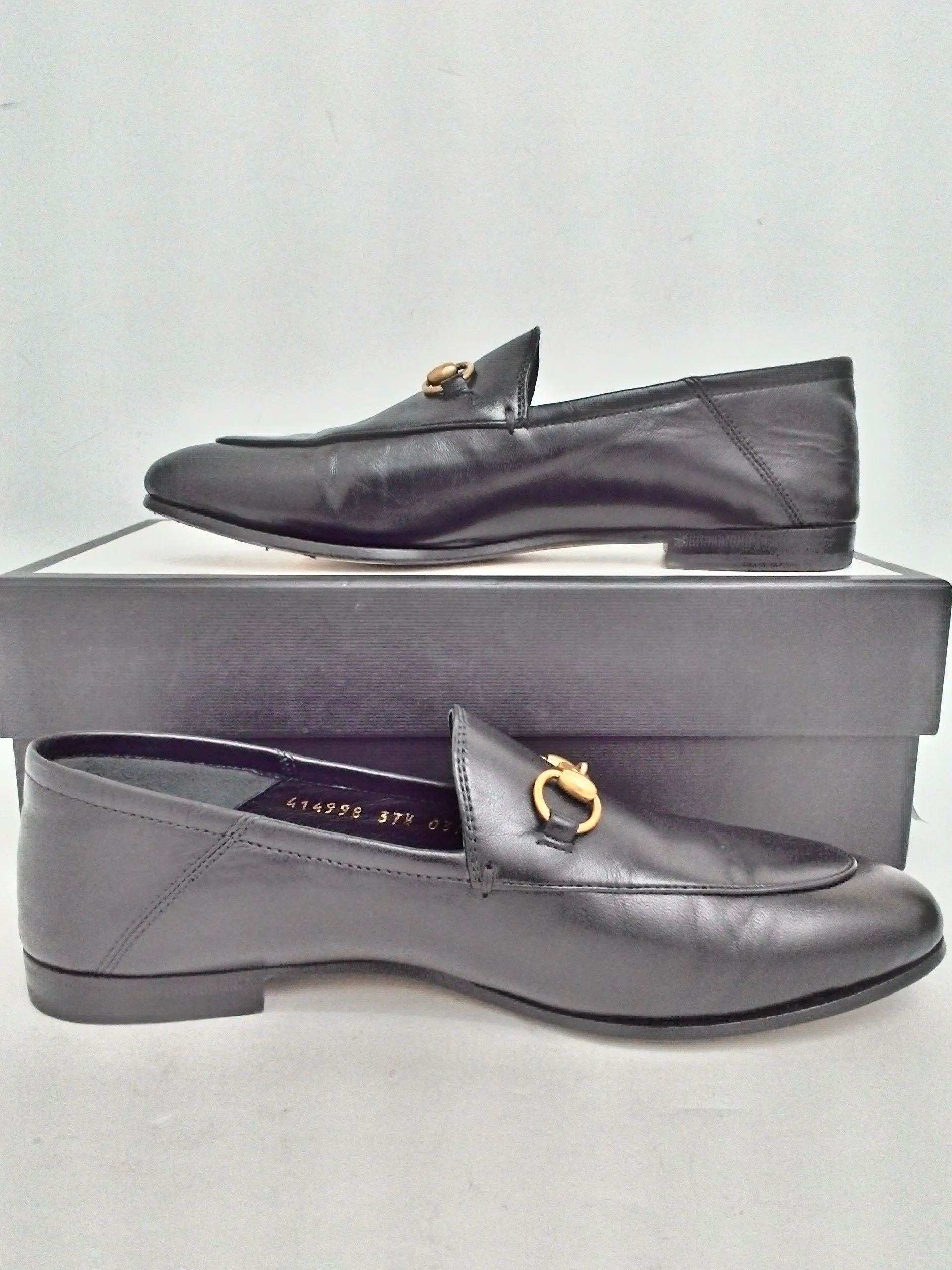 Gucci Women's Agnello Plonge Nero Flats Size 37.5