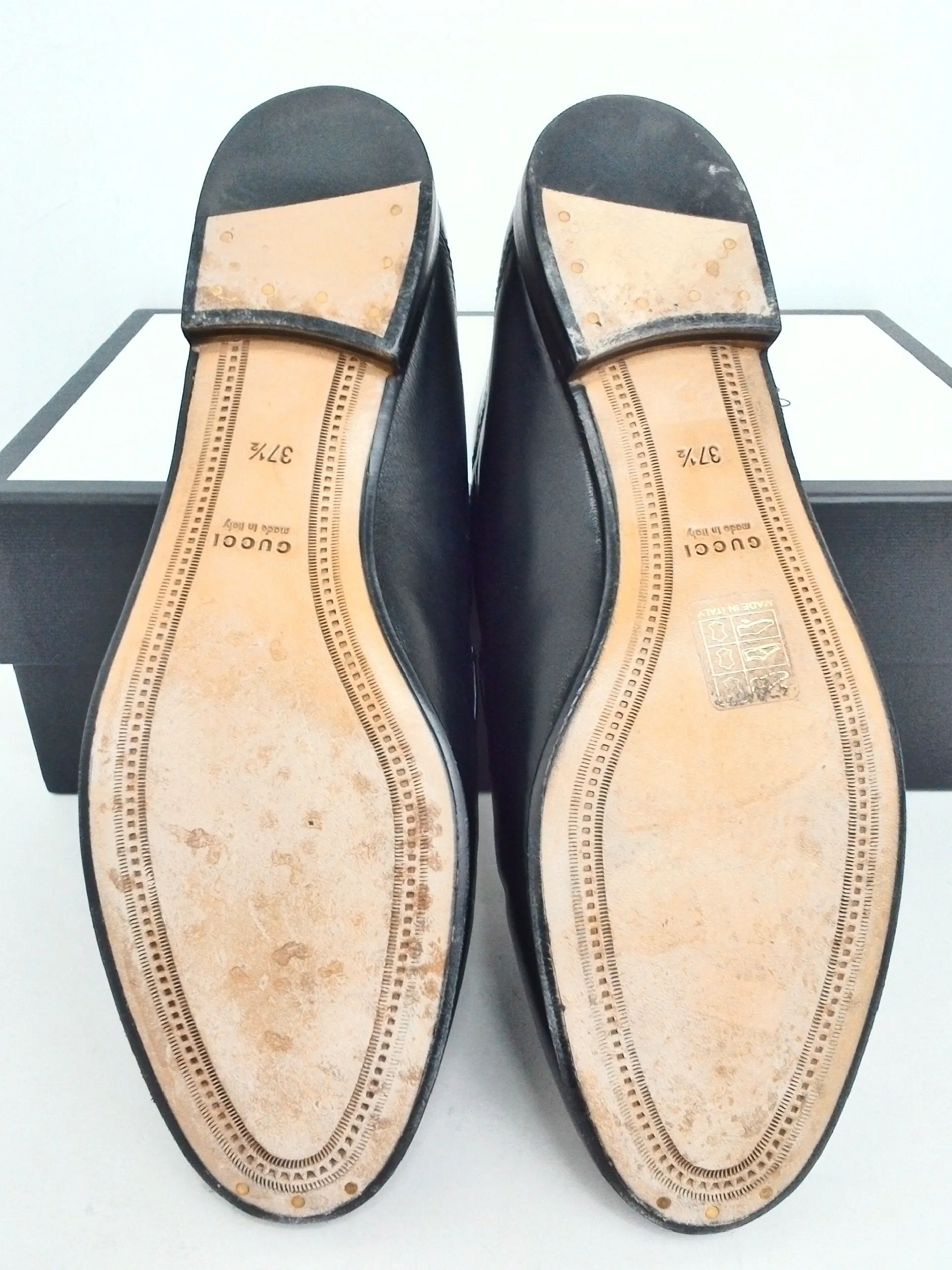 Gucci Women's Agnello Plonge Nero Flats Size 37.5