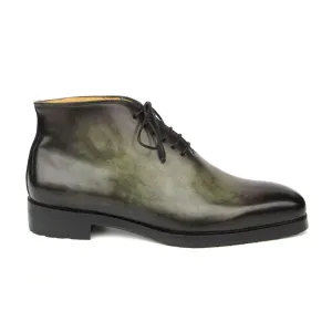 Handmade Custom Green Calf Leather Chukka Boots For Men