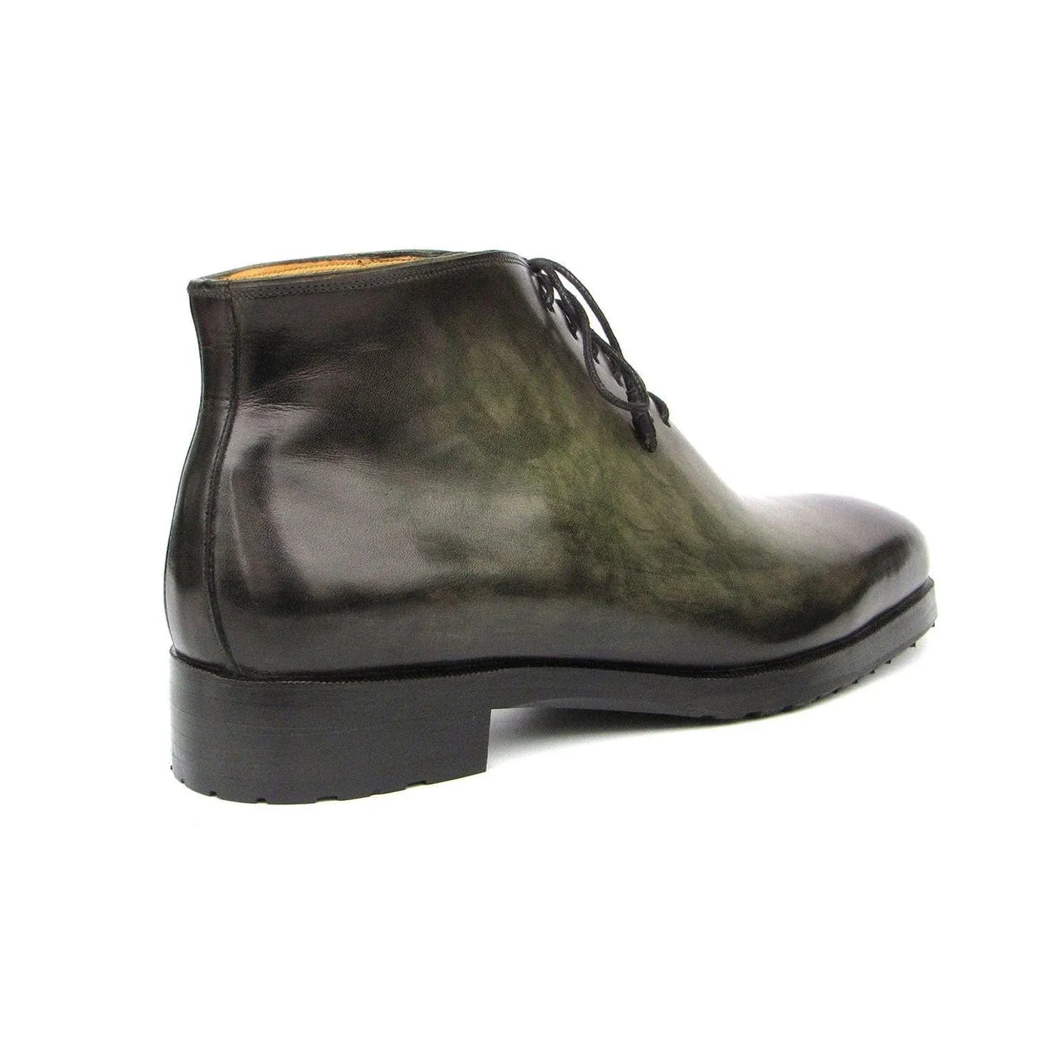 Handmade Custom Green Calf Leather Chukka Boots For Men