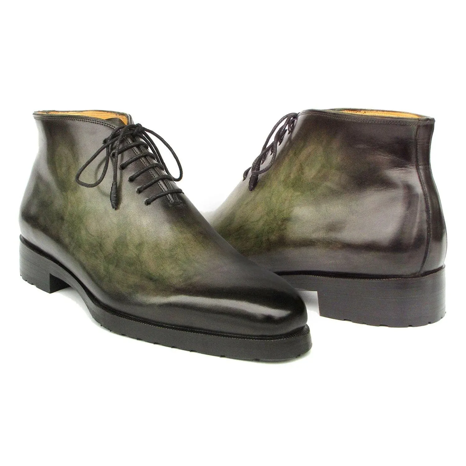 Handmade Custom Green Calf Leather Chukka Boots For Men