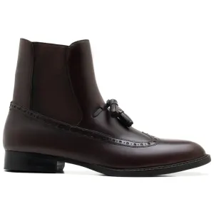 Handmade Customisable Brown Leather Tussle Chelsea Boots For Men