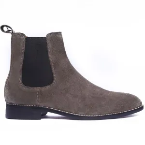 Handmade Customisable Gray Suede Leather Chelsea Boots For Men
