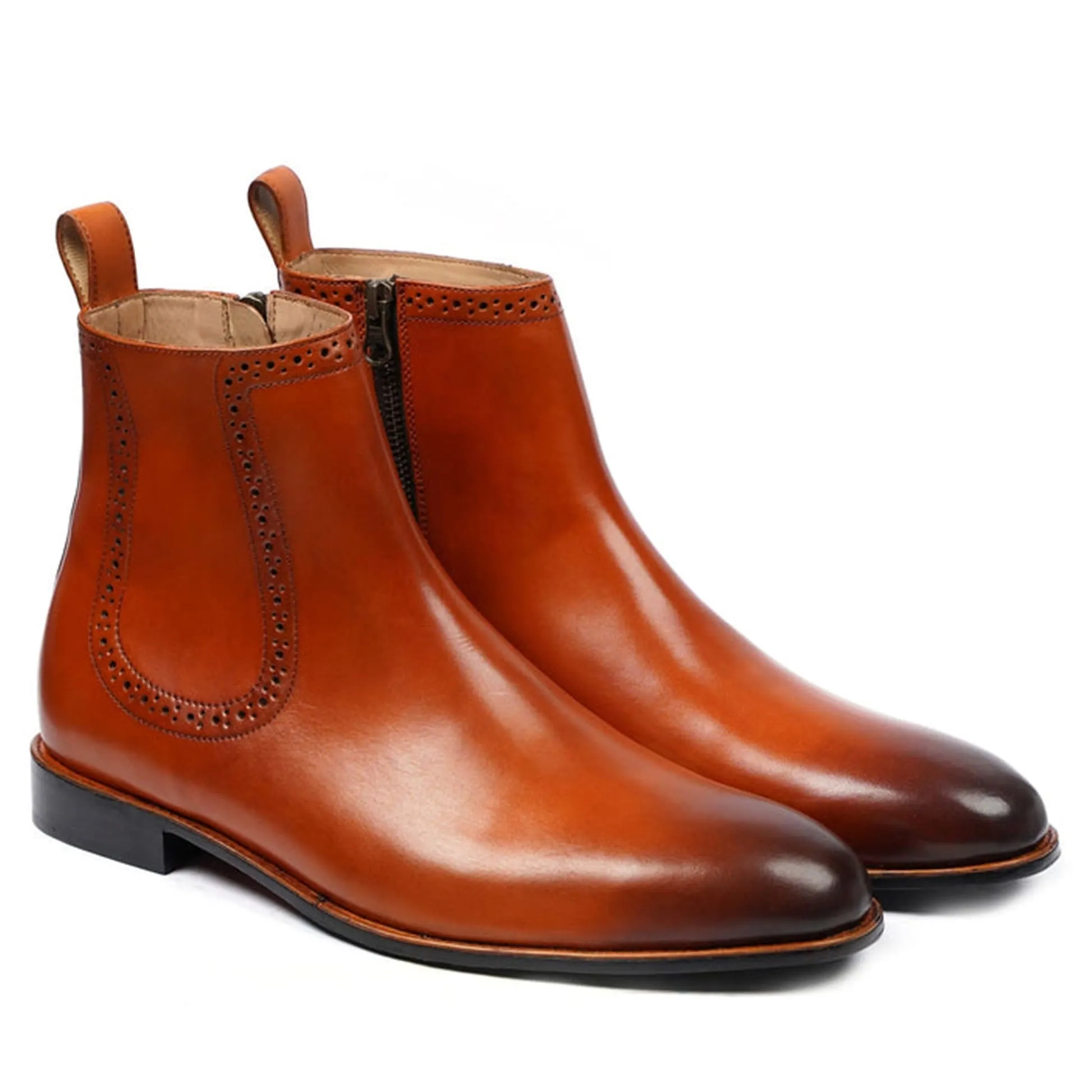 Handmade Customisable Leather Brown Chelsea Boots For Men