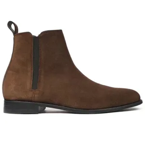 Handmade Customisable Suede Leather Brown Chelsea Boots For Men