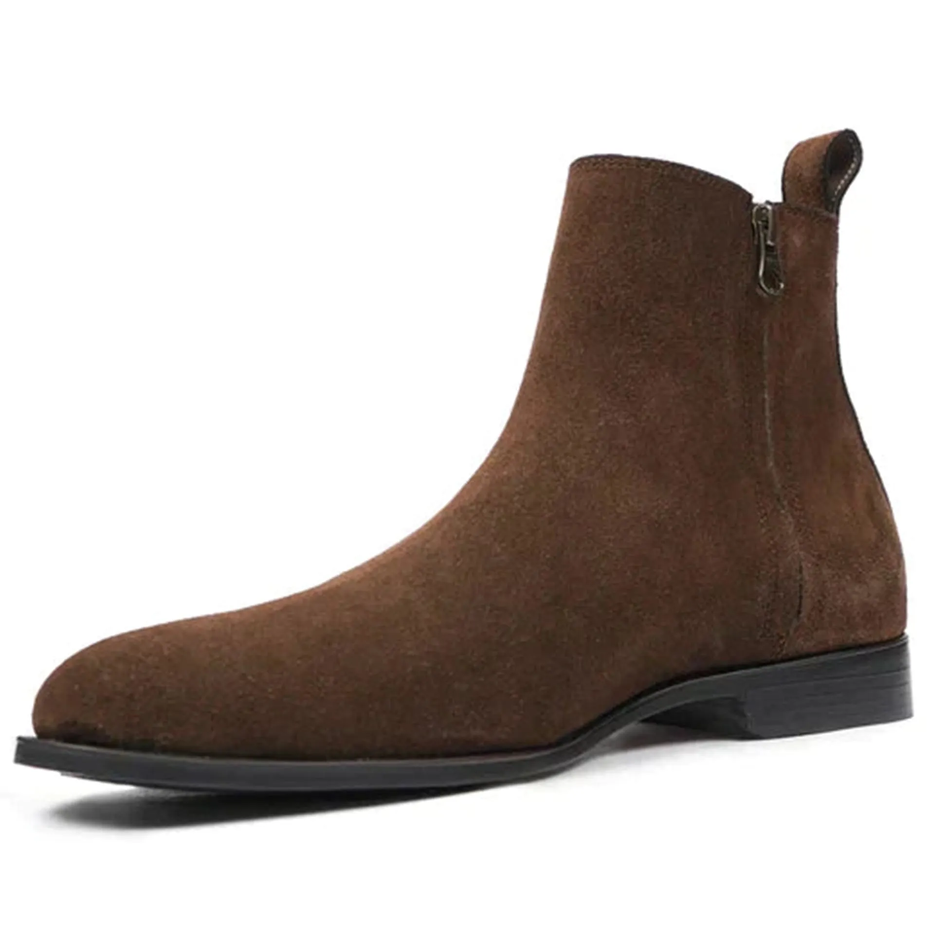 Handmade Customisable Suede Leather Brown Chelsea Boots For Men
