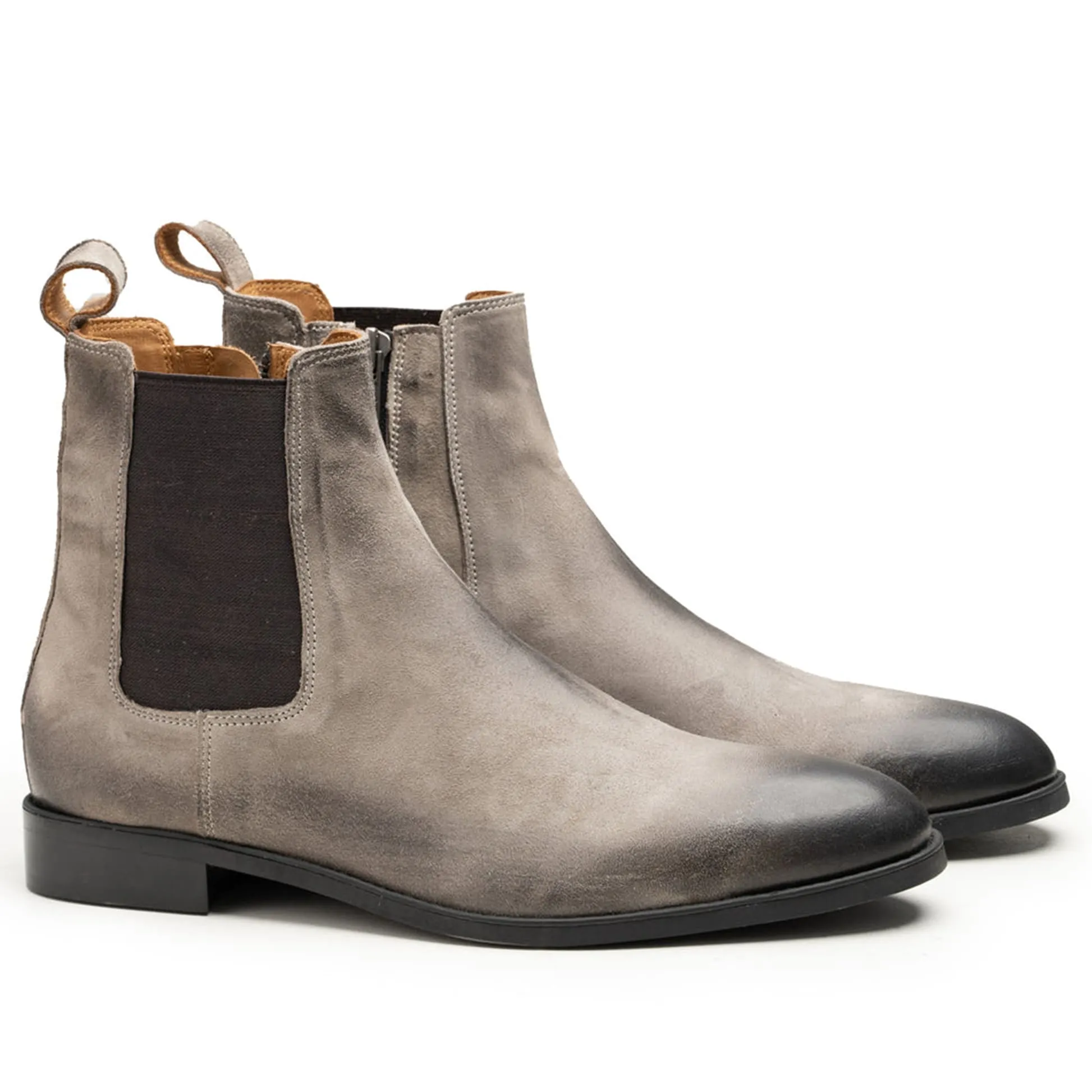 Handmade Customisable Suede Leather Gray Chelsea Boots For Men