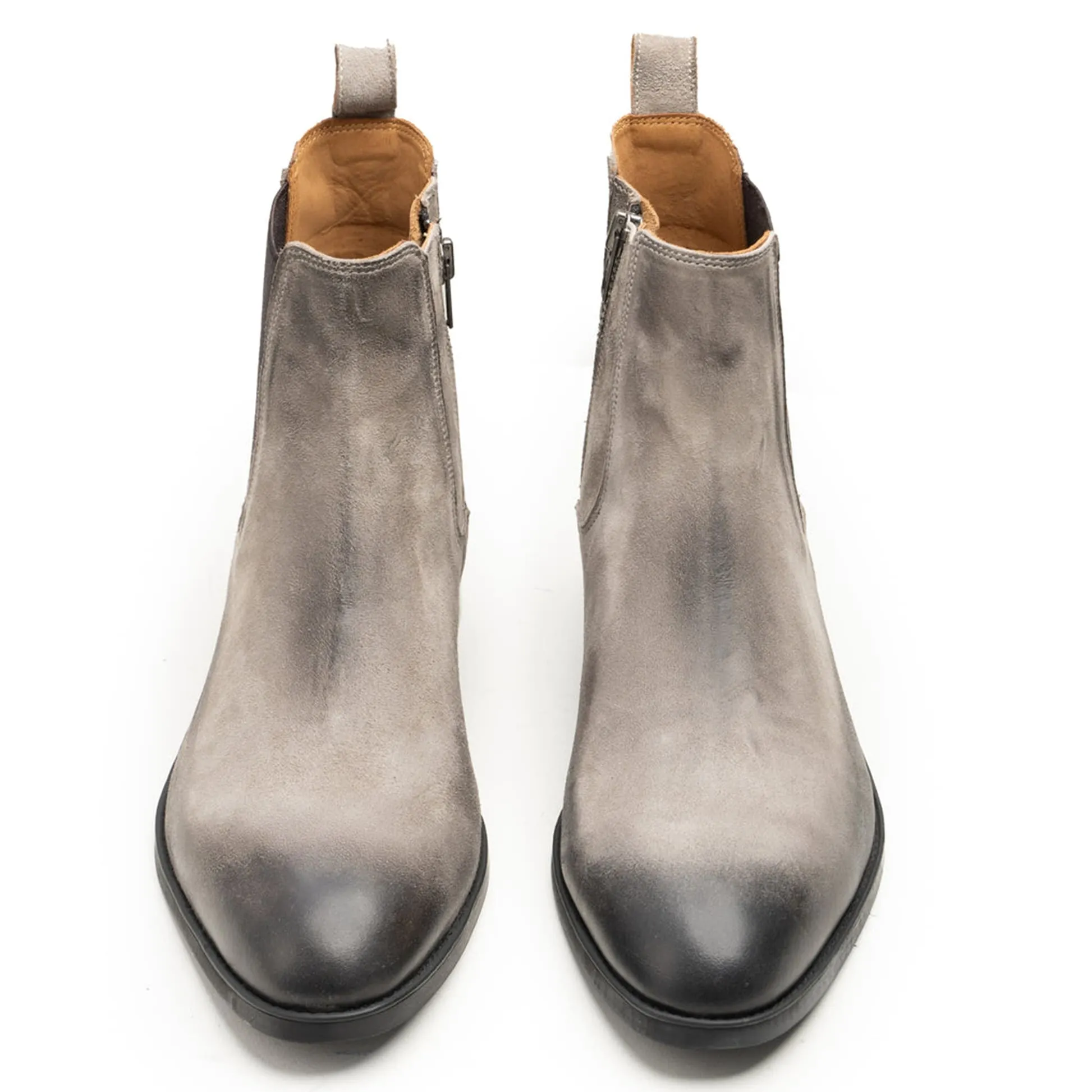 Handmade Customisable Suede Leather Gray Chelsea Boots For Men