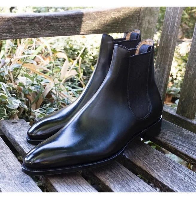 Handmade Men Black Chelsea Boots