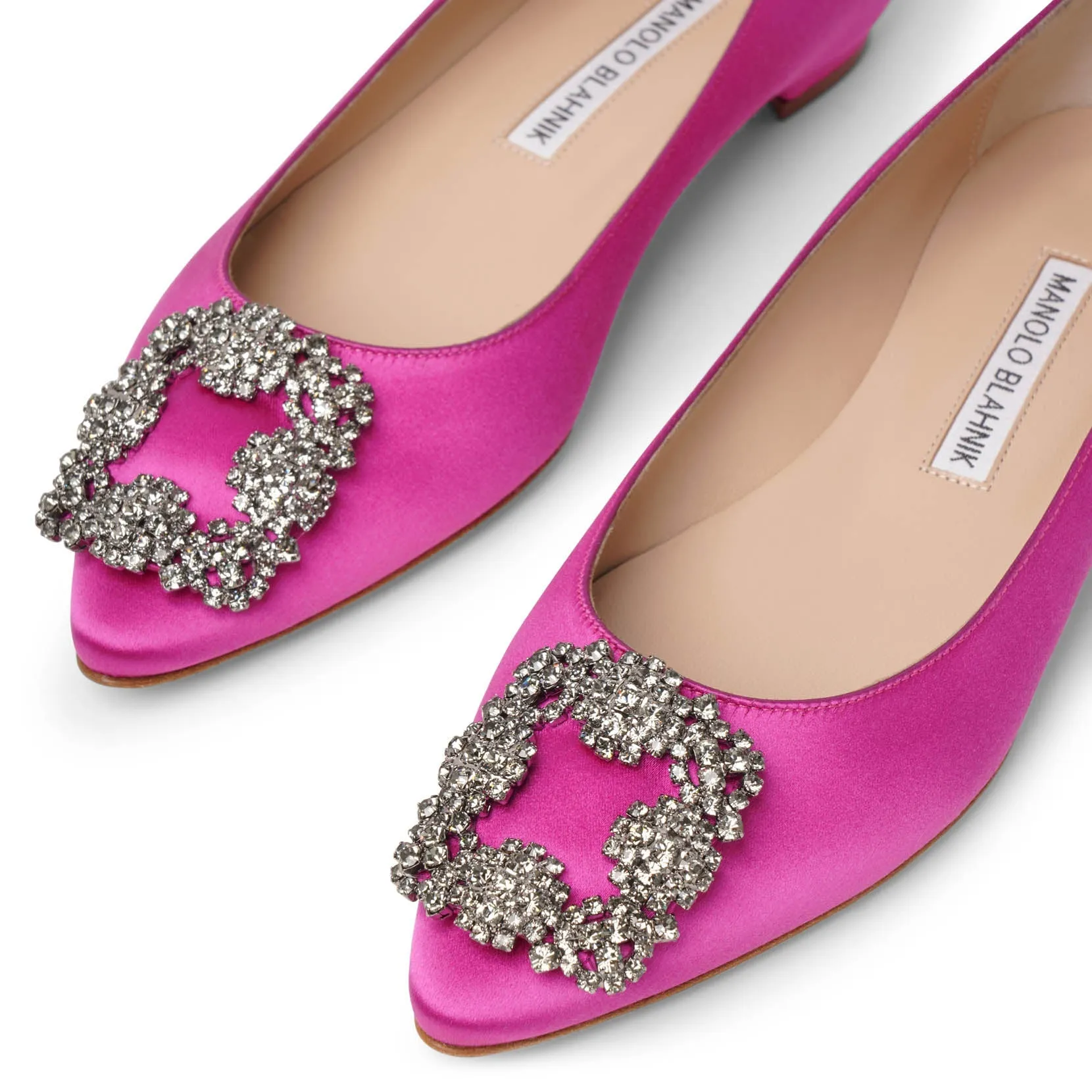Hangisi flat pink satin ballerinas