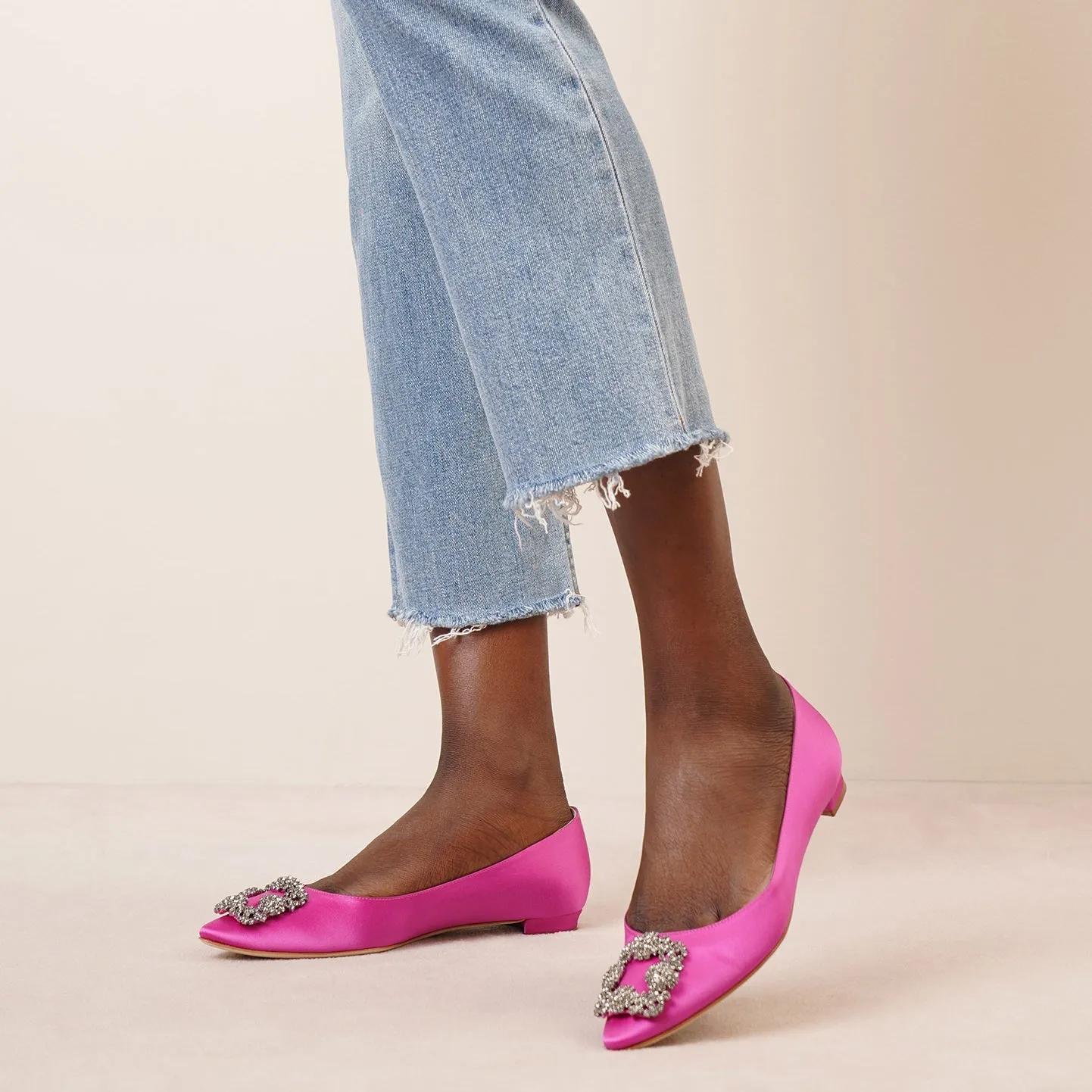 Hangisi flat pink satin ballerinas