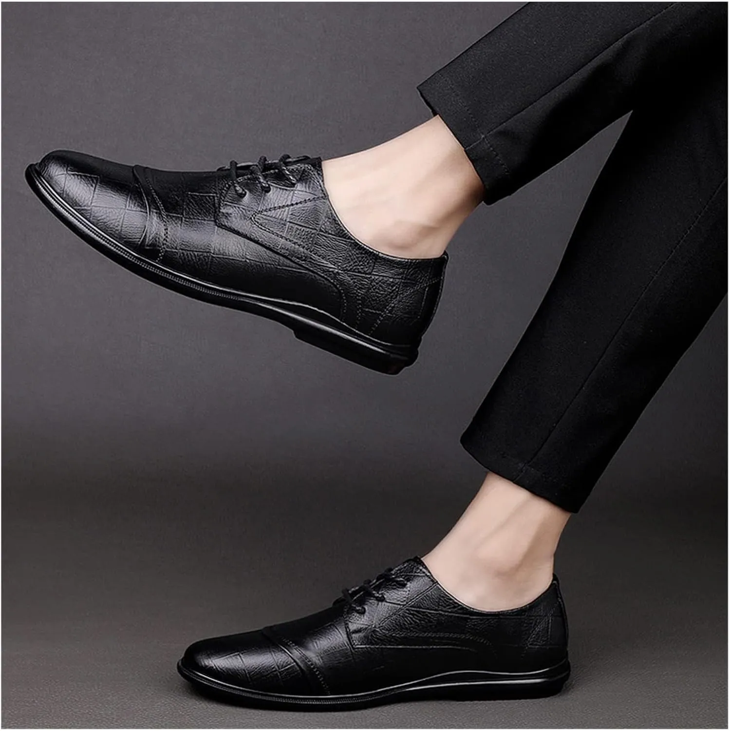 HASMI First Layer Cowhide Driving Business Leather Shoes Low Top Pointed Toe Office Formal Leather Shoes Casual Men's Shoes