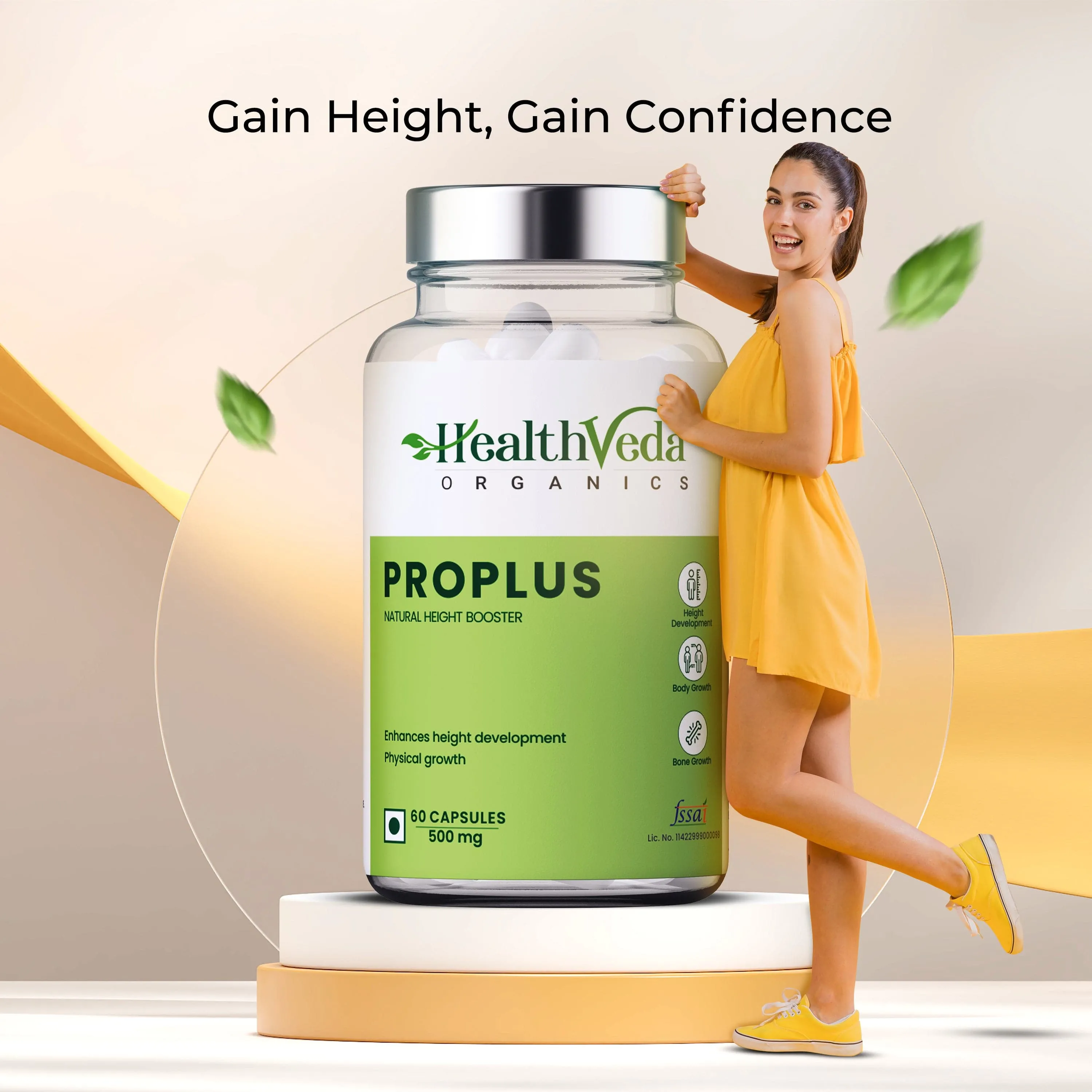 Health Veda Organics ProPlus Natural Height Booster - 60 Veg Capsules