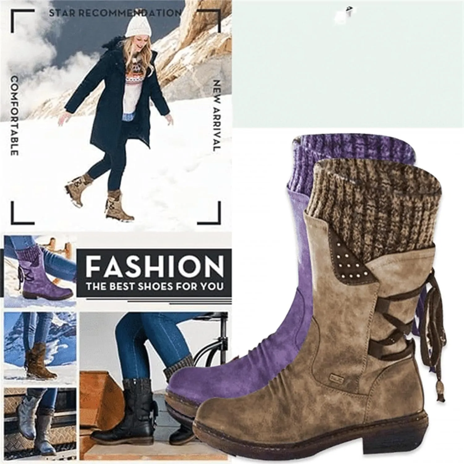 Heccie Boots, Lace up Wide Calf Boots, Boots with Socks Built in Women, Lock Boots, Black Back Lace up Boots