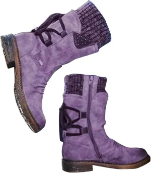 Heccie Boots, Lace up Wide Calf Boots, Boots with Socks Built in Women, Lock Boots, Black Back Lace up Boots