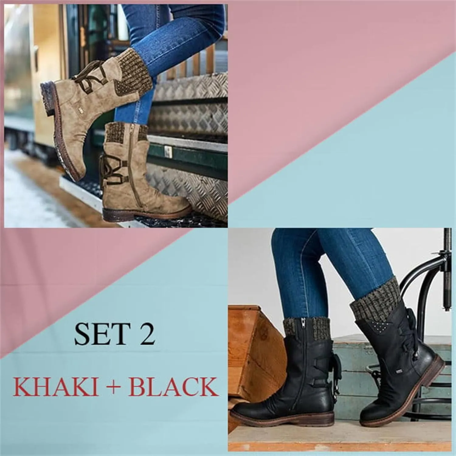 Heccie Boots, Lace up Wide Calf Boots, Boots with Socks Built in Women, Lock Boots, Black Back Lace up Boots