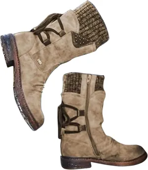 Heccie Boots, Lace up Wide Calf Boots, Boots with Socks Built in Women, Lock Boots, Black Back Lace up Boots