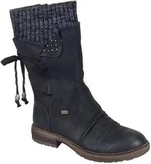Heccie Boots, Lace up Wide Calf Boots, Boots with Socks Built in Women, Lock Boots, Black Back Lace up Boots