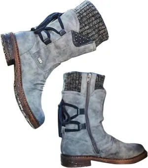 Heccie Boots, Lace up Wide Calf Boots, Boots with Socks Built in Women, Lock Boots, Black Back Lace up Boots