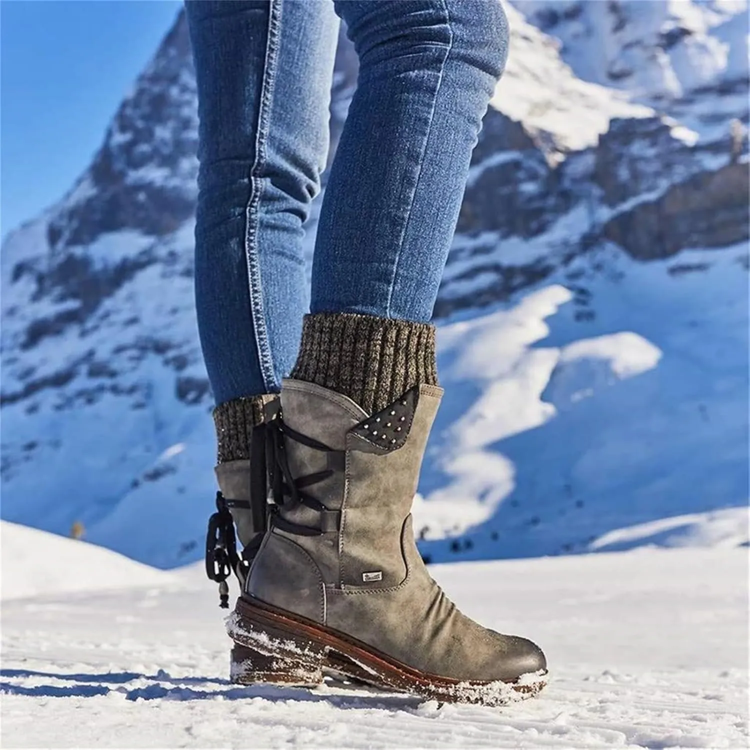 Heccie Boots, Lace up Wide Calf Boots, Boots with Socks Built in Women, Lock Boots, Black Back Lace up Boots