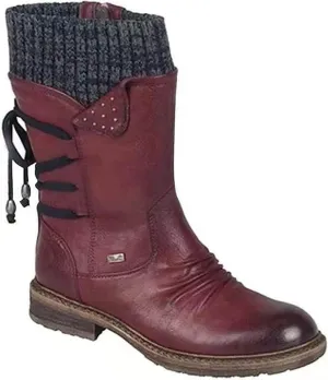 Heccie Boots, Lace up Wide Calf Boots, Boots with Socks Built in Women, Lock Boots, Black Back Lace up Boots