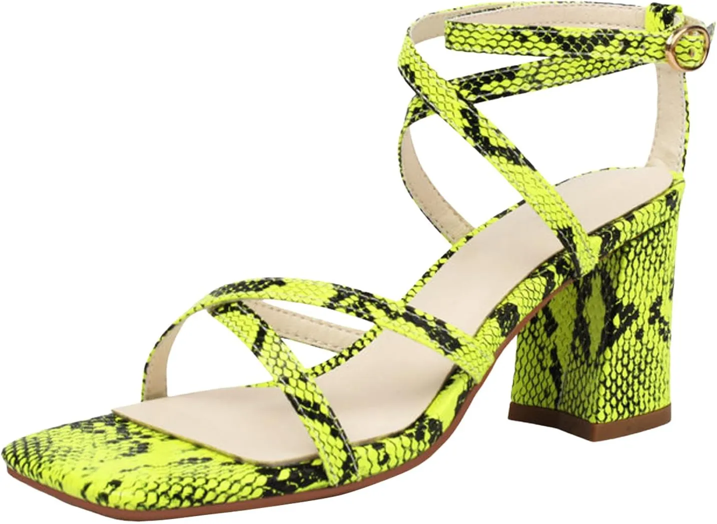 Heeled Sandal Low Block Chunky Chunky Heel Strap Ladies Shoes Fashion Casual Sequin Square Toe High Heel Hollow Outer