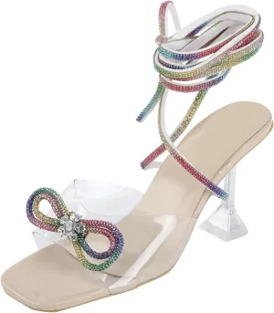 Heeled Sandals for Women Women's Lace Up Heeled Sandals Stiletto Heels Women's Chunk Low Heel Pump Sandals