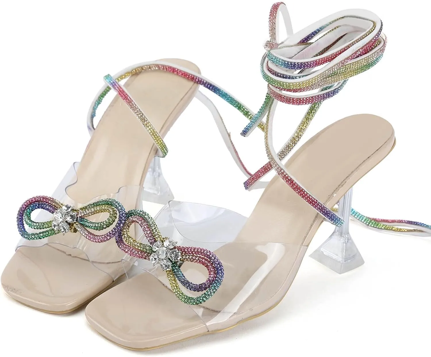 Heeled Sandals for Women Women's Lace Up Heeled Sandals Stiletto Heels Women's Chunk Low Heel Pump Sandals