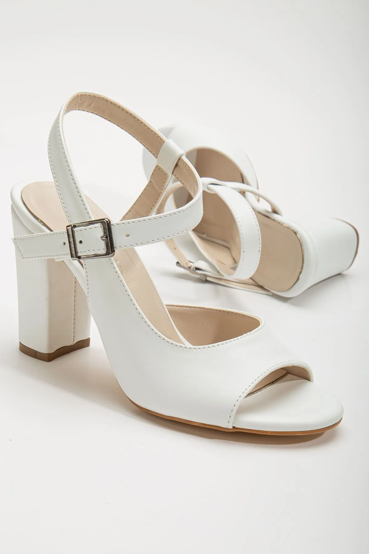 Heeled White Skin Women's Shoes