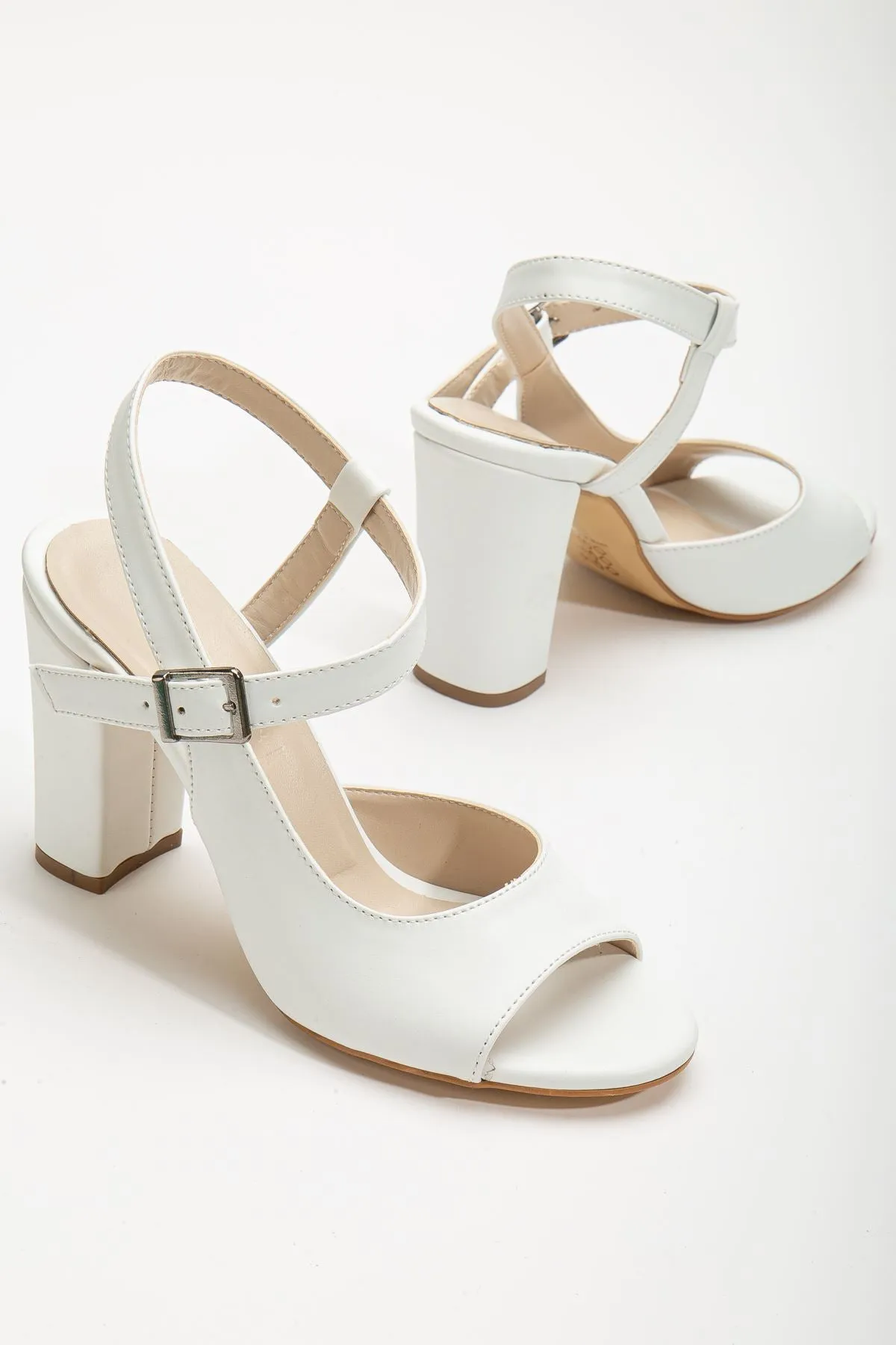 Heeled White Skin Women's Shoes