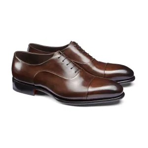 Height Increasing Brown Leather Woodford Balmoral Toe Cap Oxfords - Formal Shoes