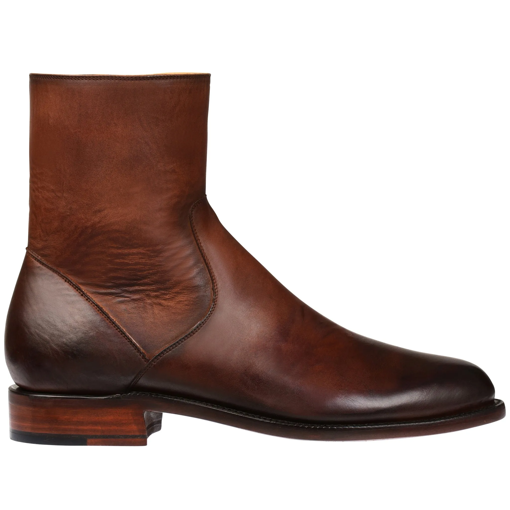 Height Increasing Tan Leather Draven Zipper Boots - AW24