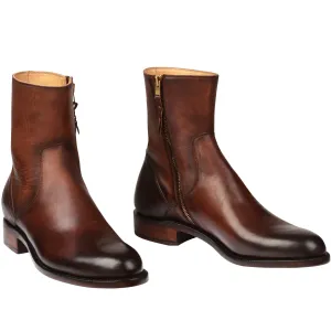 Height Increasing Tan Leather Draven Zipper Boots - AW24