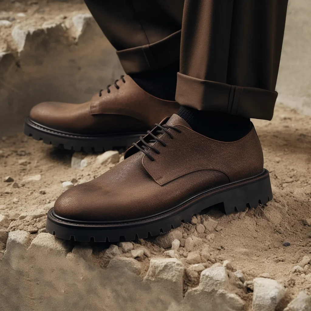 Height Increasing Tan Leather Hermes Chunky Derby Shoes - SS23