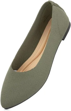 Herstyle Women's Flats  Dressy Pointed Toe Knit Ballet Flat Shoes with Memory Foam | Slip-On, Foldable & Comfortable for Work, Office, Party & Travel (2025 Trend)