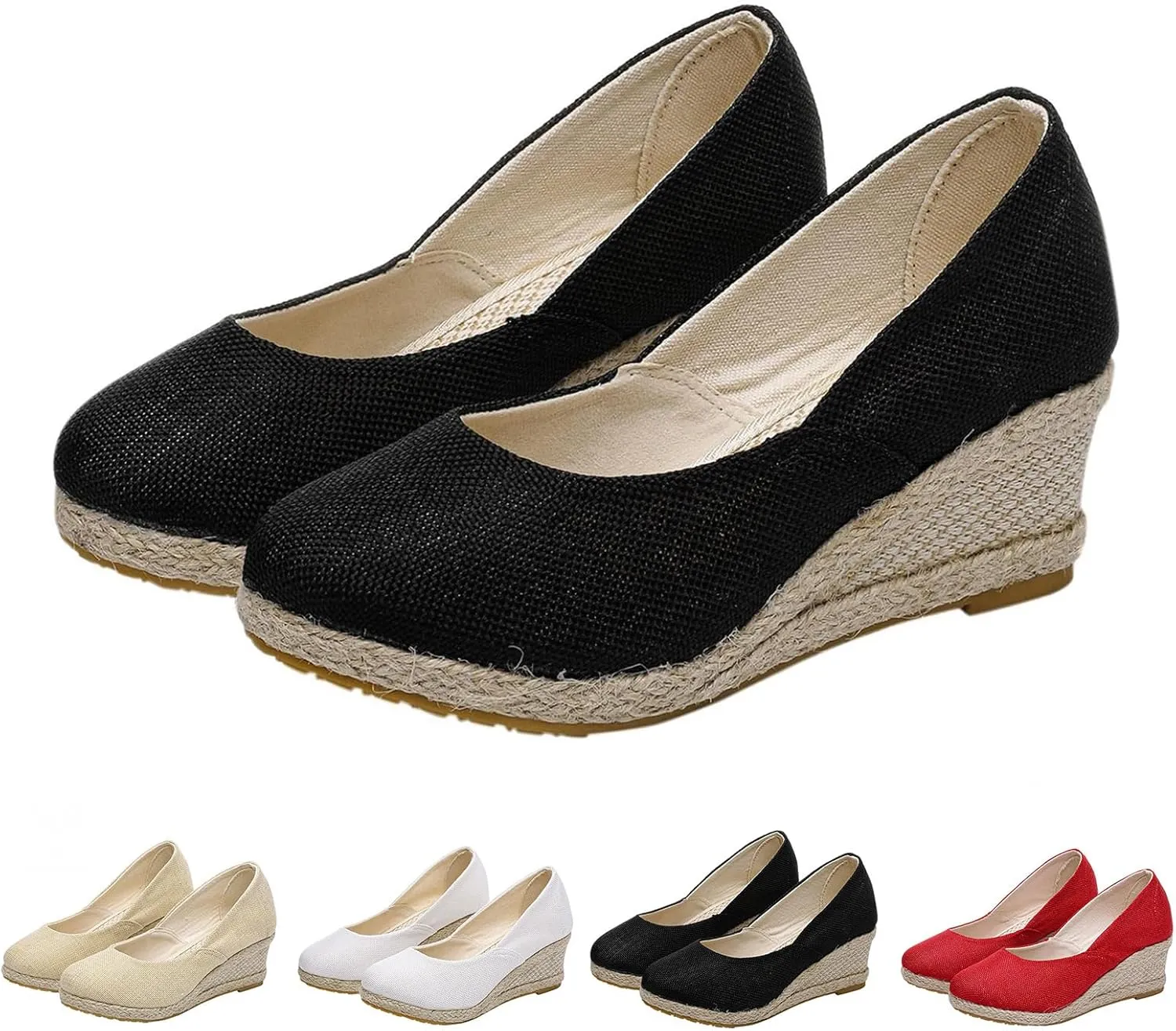 High Platform Wedge Sandals for Women Closed Toe Slip On Sandals Comfortable Wedge Pumps Shoes Casual Beach Shoes