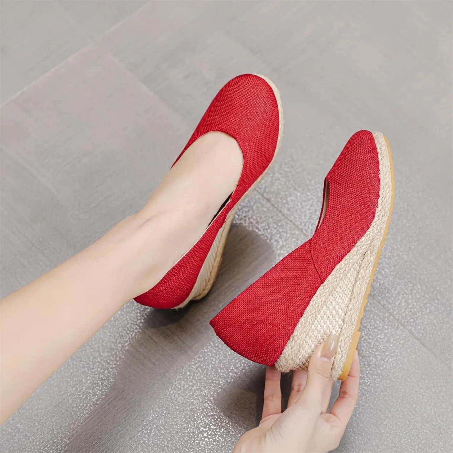 High Platform Wedge Sandals for Women Closed Toe Slip On Sandals Comfortable Wedge Pumps Shoes Casual Beach Shoes