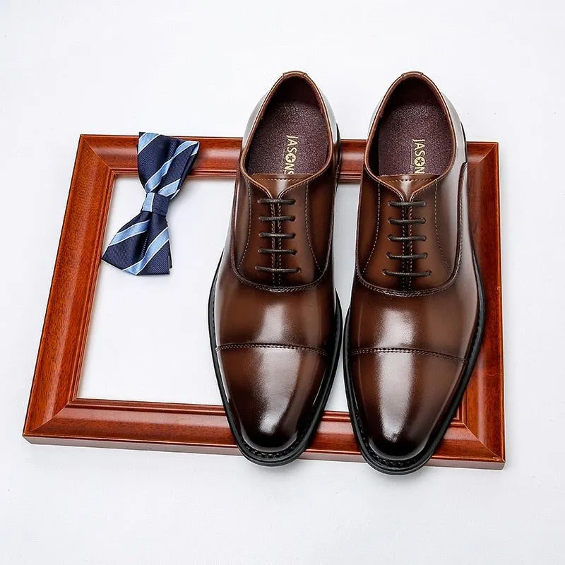 High Quality Italian Style Handmade Oxford Men's Dress Shoes Genuine Cow Leather