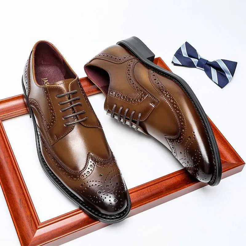 High Quality Italian Style Handmade Oxford Men's Dress Shoes Genuine Cow Leather