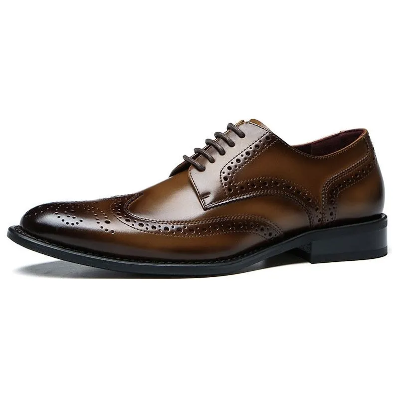 High Quality Italian Style Handmade Oxford Men's Dress Shoes Genuine Cow Leather