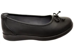 Homyped Erin Ballet Womens Leather Comfortable Extra Wide Fit Shoes