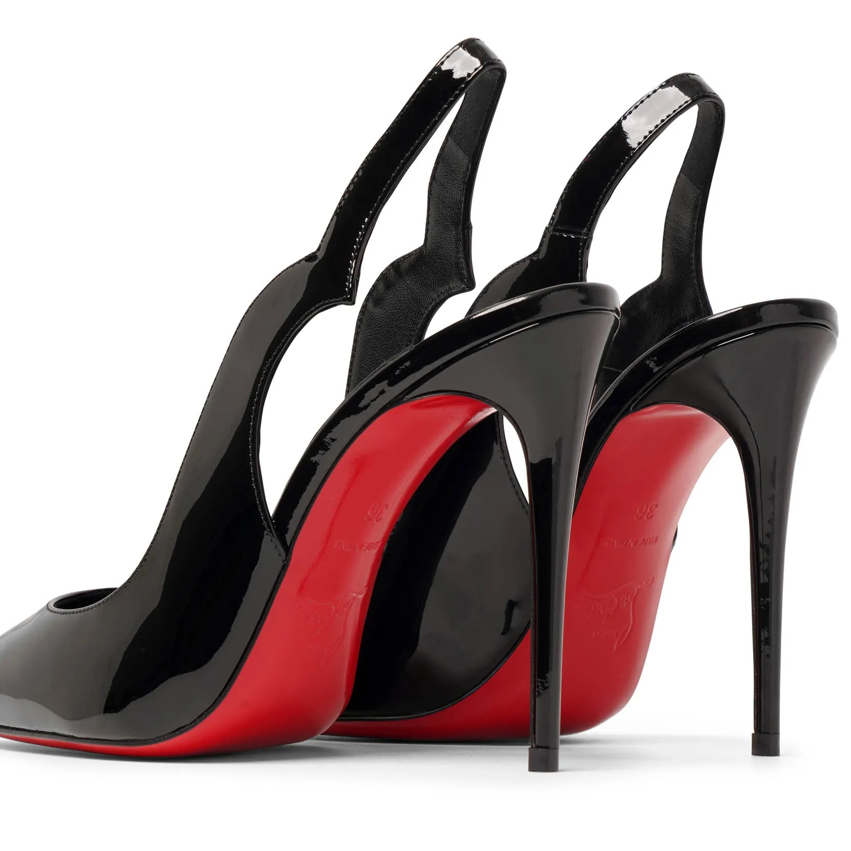 Hot Chick sling 100 black patent pumps